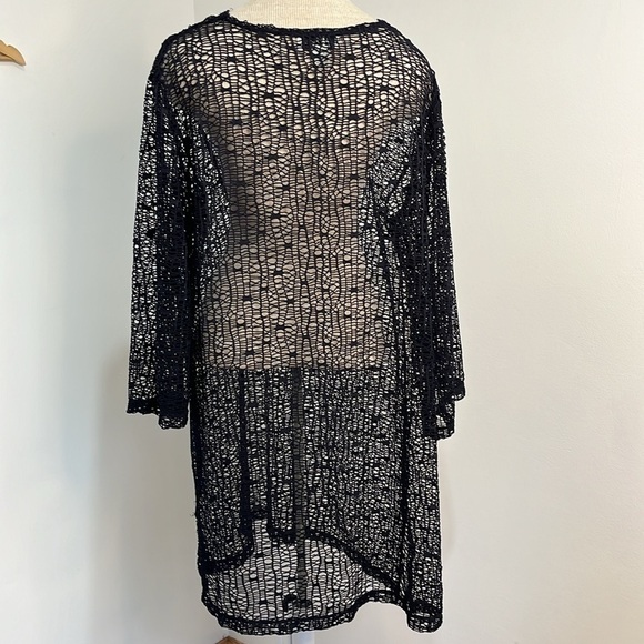 J Valdi Womens Swimsuit Cover Up Dress Mesh Sheer Open Knit Navy Blue Size XL - Picture 5 of 13